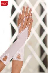 Guanti infradito con pizzo e strass. Bianco