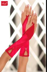 Guanti infradito con pizzo e strass. Rosso