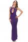 Abito lungo con scollo profondo e decorazioni sulla schiena. Viola