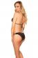 Bikini Nero Scollo a V con Dettagli Oro
