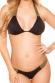 Bikini Nero Scollo a V con Dettagli Oro