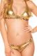Bikini oro con stampa animalier e spilla decorativa