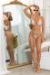 Top bikini a triangolo con strass. Beige