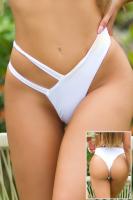Slip bikini brasiliana con doppio fianchetto su un lato. BIANCO