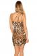 Mini abito monospalla con pietre decorative. Leopardato.
