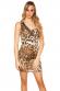 Mini abito monospalla con pietre decorative. Leopardato.