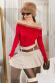 Maglia Rossa con Dettagli in Pelliccia Sintetica