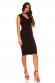 Midi dress with V-neck and collar. Black.