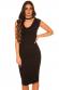 Midi dress with V-neck and collar. Black.