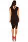 Midi dress with V-neck and collar. Black.