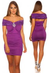 Miniabito con decoro in pietre glitterate. Viola.