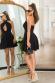 Miniabito Nero con Scollo all�Americana e Gonna Svasata