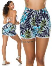 Shorts moda mare vita alta con stampa tropicale. Shorts moda mare vita alta con stampa tropicale.