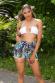 Shorts moda mare vita alta con stampa tropicale.