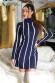 Miniabito in maglia a righe con collo alto blu navy