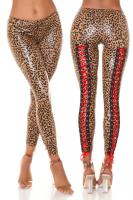 Leggings leopardati effetto bagnato con lacci posteriori