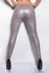 Leggings grigi effetto lucido con zip frontale