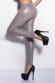 Leggings grigi effetto lucido con zip frontale