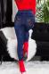 Leggings Jeanslook con stampa floreale. BLU