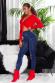 Leggings Jeanslook con stampa floreale. BLU