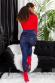 Leggings Jeanslook con stampa floreale. BLU