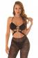 Tuta intera nera con cut-out e pantaloni in pizzo