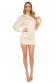 Mini abito monospalla con pizzo. Beige.
