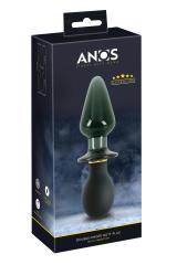 Double plug in silicone e vetro con vibrazione. Ricaricabile