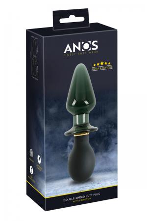 Double plug in silicone e vetro con vibrazione. Ricaricabile