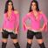 Top con spalle scoperte e cuoricini. Fucsia.