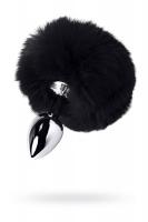 Plug in metallo argentato con peluche nero.