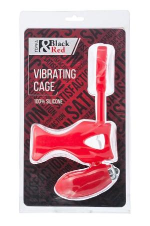 Guaina vibrante in silicone con stimolatore. Rosso