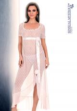 Camicia da notte bianca a pois con rose.