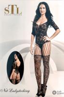 Catsuit in rete ricamata con maniche.