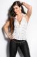 Top bianco con zip e borchie dorate.