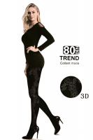 Collant nero con lavorazione floreale ai lati.