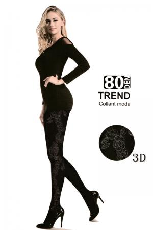 Collant nero con lavorazione floreale ai lati.