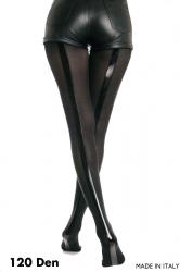 Collant nero con striscia posteriore nera lucida.