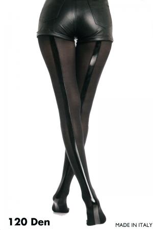 Collant nero con striscia posteriore nera lucida.