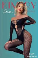 Catsuit ricamata senza piede con perle.