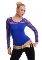 Shirt con maniche in pizzo. Blu