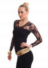 Shirt con maniche in pizzo. Nero
