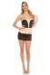 Mini abito con volants. Beige/nero.