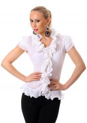 Camicetta con arricciature e volants. Bianco