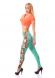 Leggings con stampa floreale. Verde acqua.