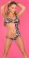 Monokini zebrato asimmetrico con catenelle e ciondoli.