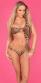 Monokini leopardato asimmetrico con catenelle e ciondoli.
