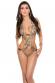 Monokini leopardato con incrocio e perle.
