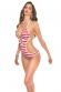 Monokini a righe con pietre. Bianco/rosso.
