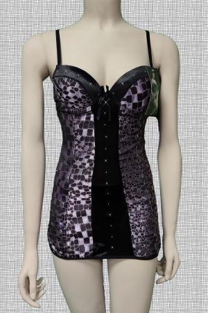 Chemise fantasia mosaico. Nero-viola
